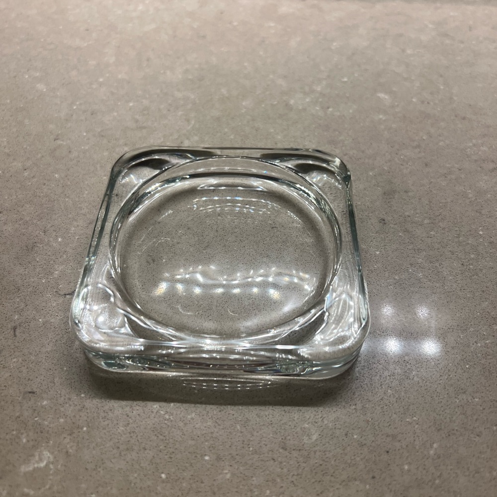 IKEA Candle dish, clear glass 4x4”